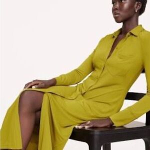 NWT Banana Republic Chartreuse Jersey Shirt Dress, Size L